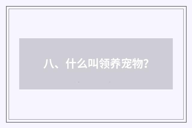 八、什么叫领养宠物?