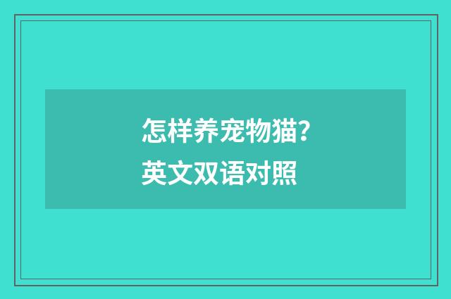 怎样养宠物猫？英文双语对照