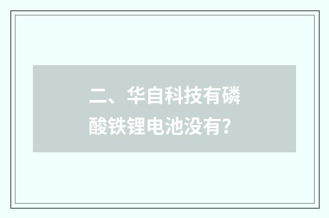 二、华自科技有磷酸铁锂电池没有?