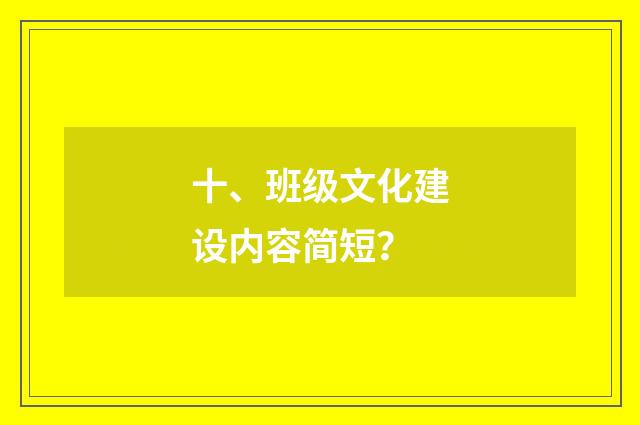 十、班级文化建设内容简短？