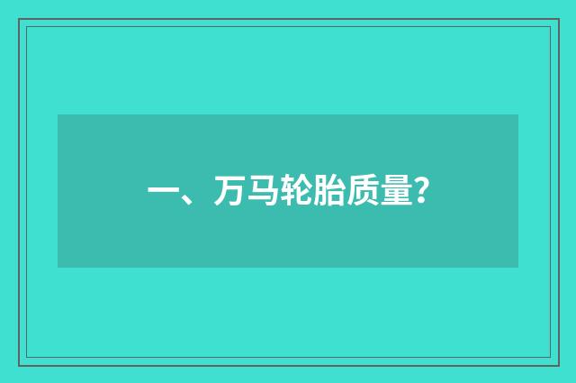 一、万马轮胎质量？