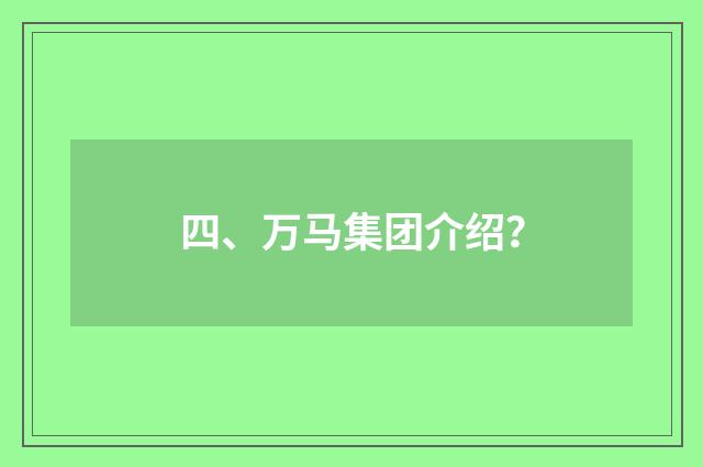 四、万马集团介绍？