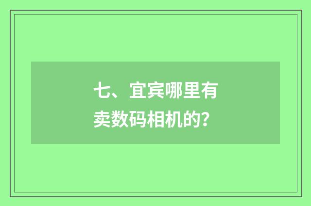 七、宜宾哪里有卖数码相机的？