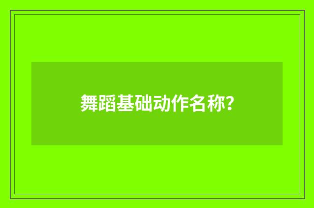 舞蹈基础动作名称？