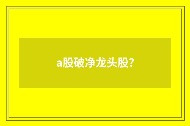 a股破净龙头股？