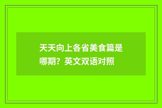 天天向上各省美食篇是哪期？英文双语对照