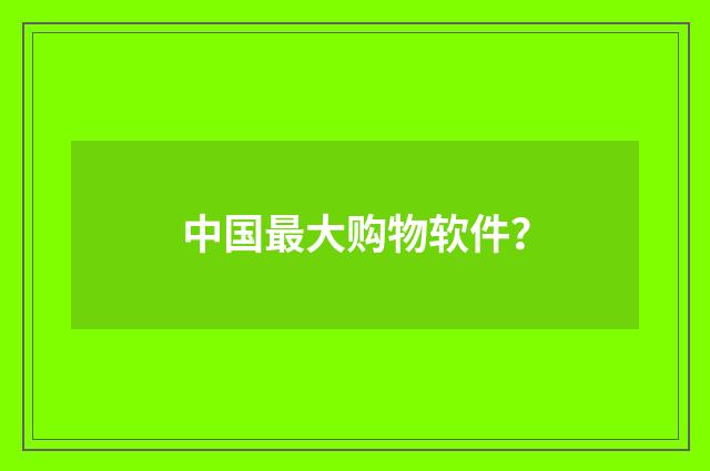 中国最大购物软件？