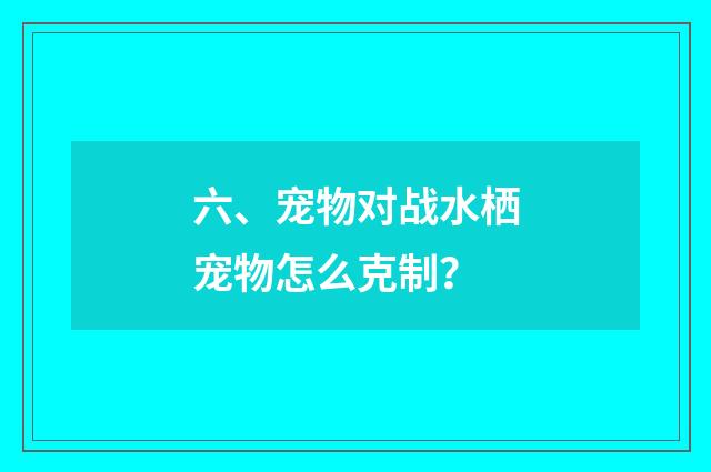 六、宠物对战水栖宠物怎么克制？