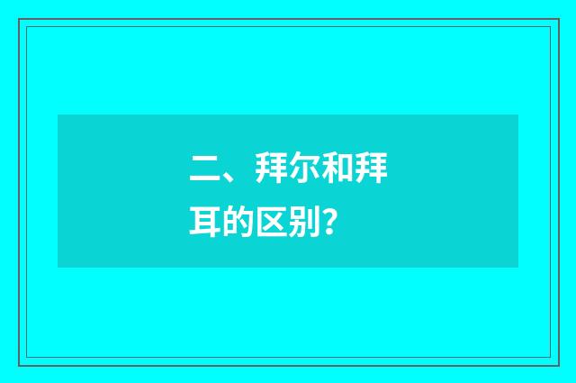 二、拜尔和拜耳的区别？
