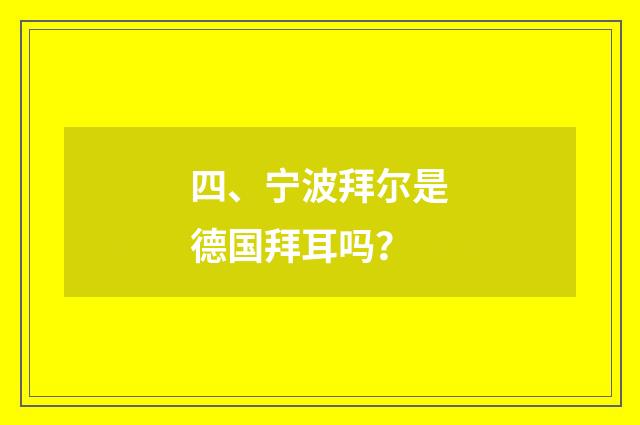 四、宁波拜尔是德国拜耳吗？