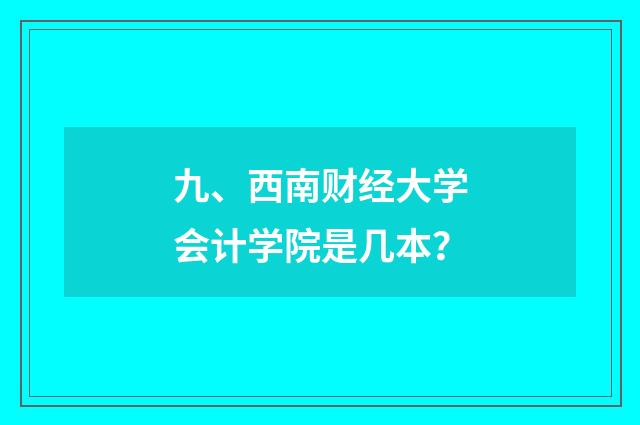 九、西南财经大学会计学院是几本？
