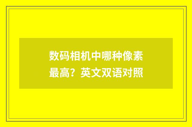 数码相机中哪种像素最高？英文双语对照