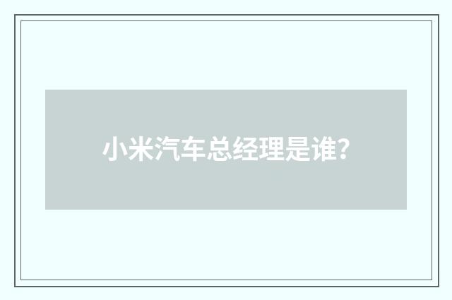 小米汽车总经理是谁？