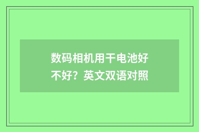 数码相机用干电池好不好？英文双语对照