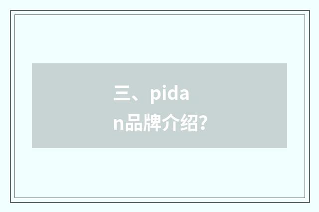 三、pidan品牌介绍？