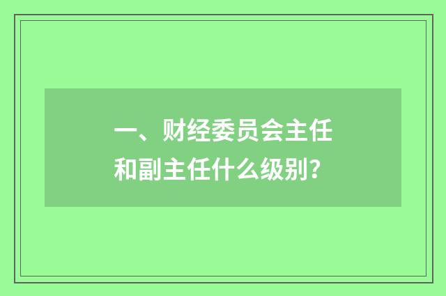 一、财经委员会主任和副主任什么级别？