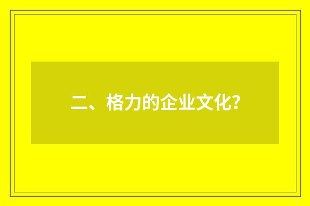 二、格力的企业文化？