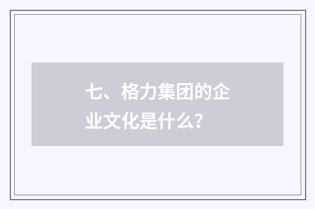 七、格力集团的企业文化是什么？