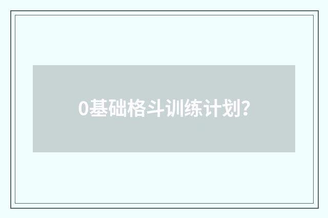 0基础格斗训练计划？