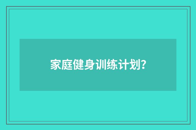家庭健身训练计划?