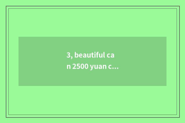 3, beautiful can 2500 yuan camera is that performance good?