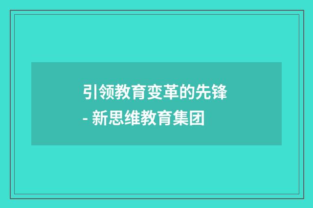 引领教育变革的先锋 - 新思维教育集团