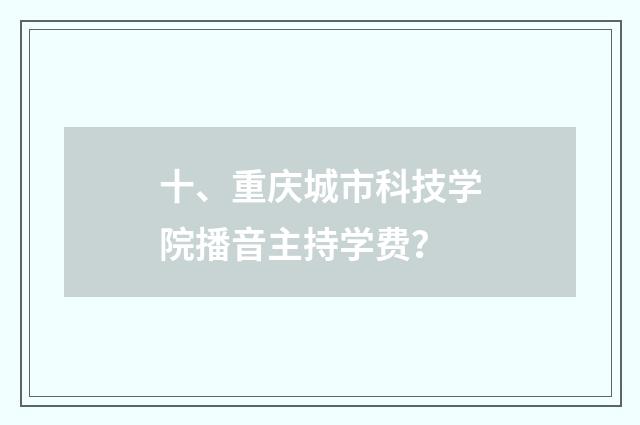 十、重庆城市科技学院播音主持学费？