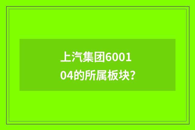 上汽集团600104的所属板块？