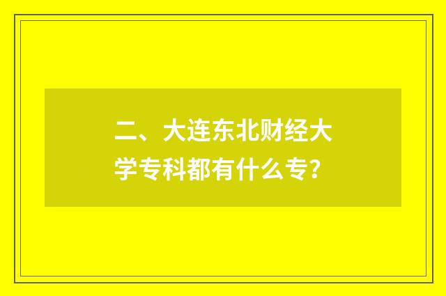 二、大连东北财经大学专科都有什么专？