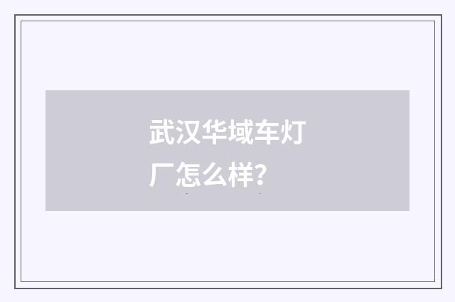 武汉华域车灯厂怎么样？
