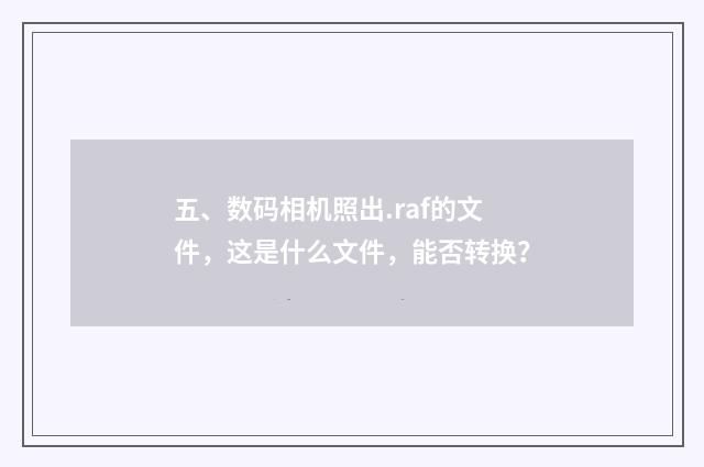 五、数码相机照出.raf的文件，这是什么文件，能否转换？
