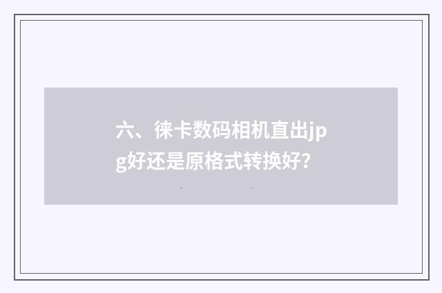 六、徕卡数码相机直出jpg好还是原格式转换好？