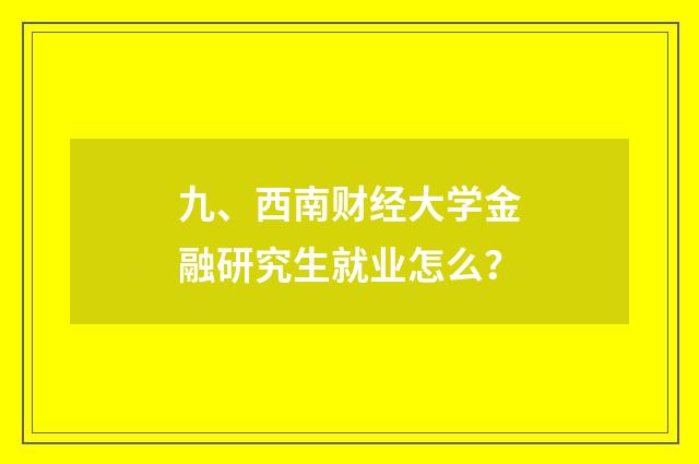 九、西南财经大学金融研究生就业怎么?
