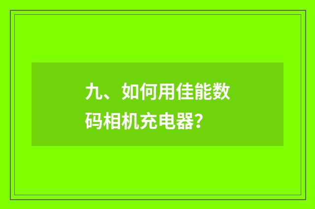 九、如何用佳能数码相机充电器？