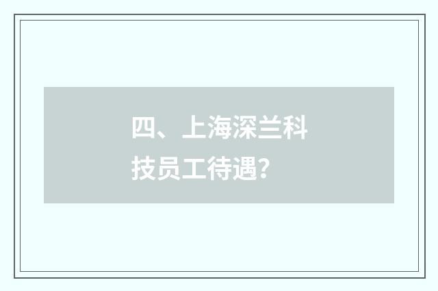 四、上海深兰科技员工待遇？