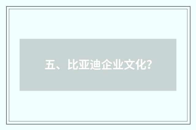 五、比亚迪企业文化？