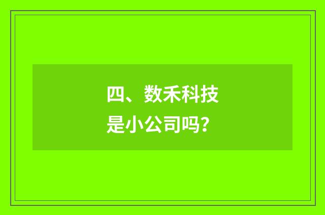四、数禾科技是小公司吗？