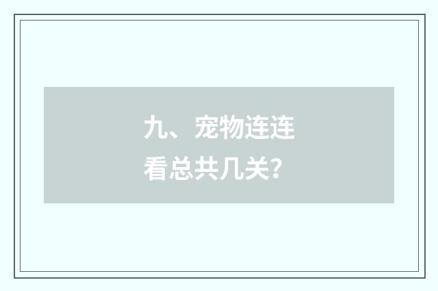 九、宠物连连看总共几关？