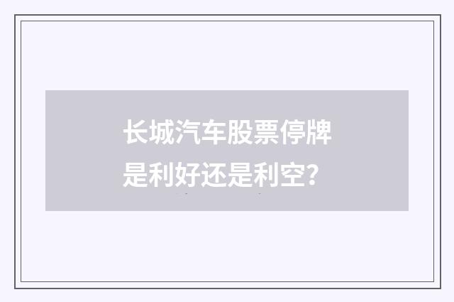 长城汽车股票停牌是利好还是利空？