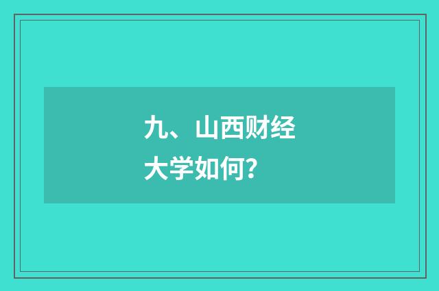 九、山西财经大学如何？