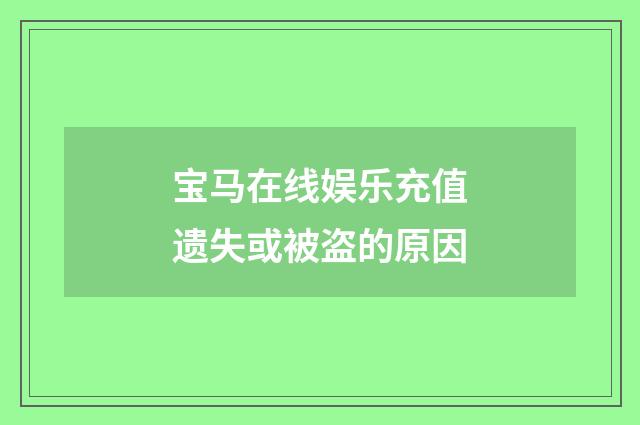 宝马在线娱乐充值遗失或被盗的原因
