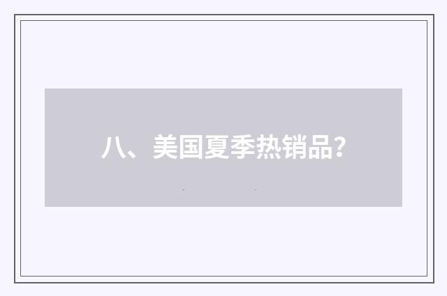 八、美国夏季热销品？