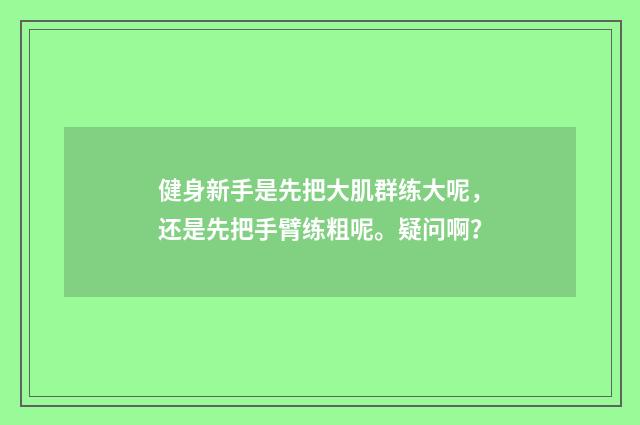 健身新手是先把大肌群练大呢，还是先把手臂练粗呢。疑问啊？