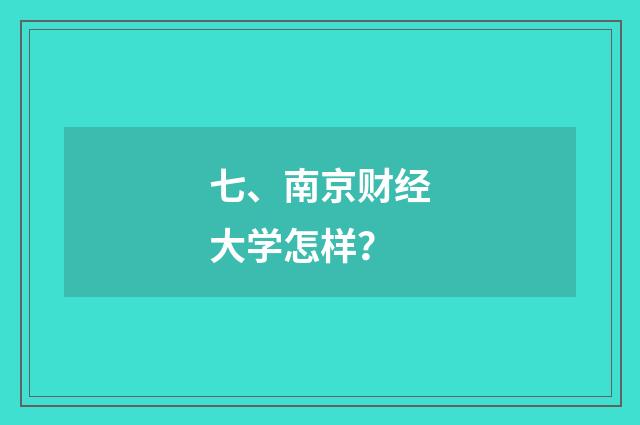 七、南京财经大学怎样？