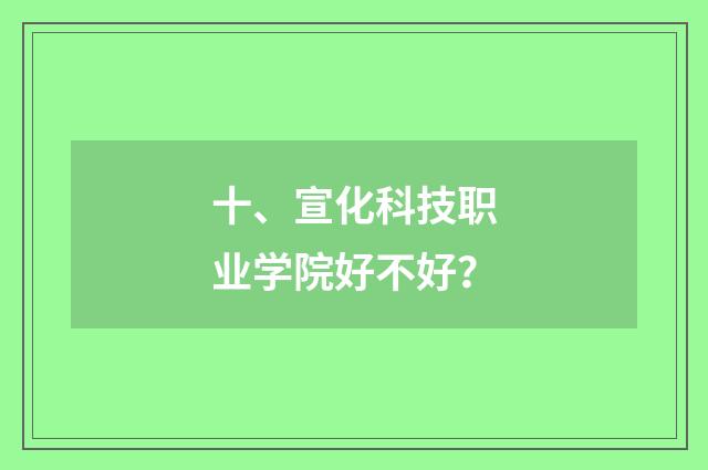 十、宣化科技职业学院好不好？