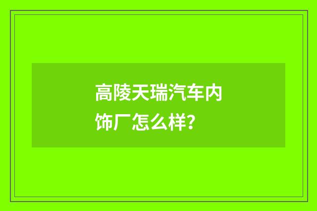 高陵天瑞汽车内饰厂怎么样？