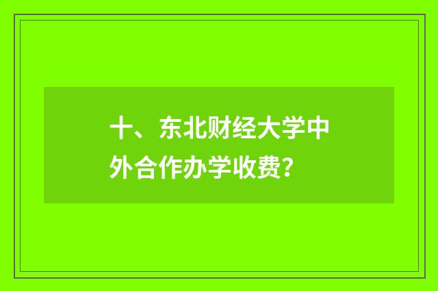 十、东北财经大学中外合作办学收费？