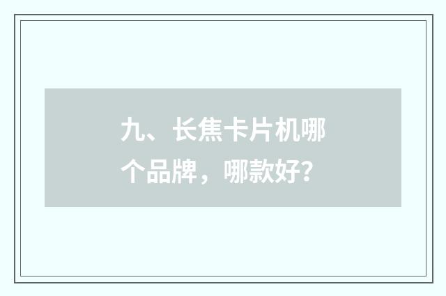 九、长焦卡片机哪个品牌，哪款好？