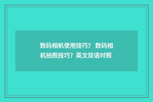 数码相机使用技巧？ 数码相机拍照技巧？英文双语对照