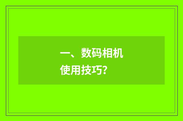 一、数码相机使用技巧？